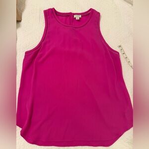 J. Crew magenta sleeveless blouse with ladder trim